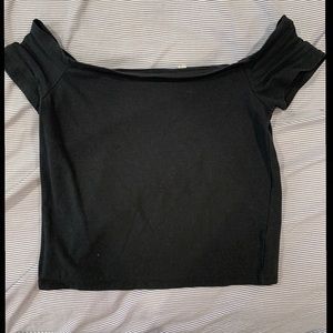 Black off the shoulder crop top